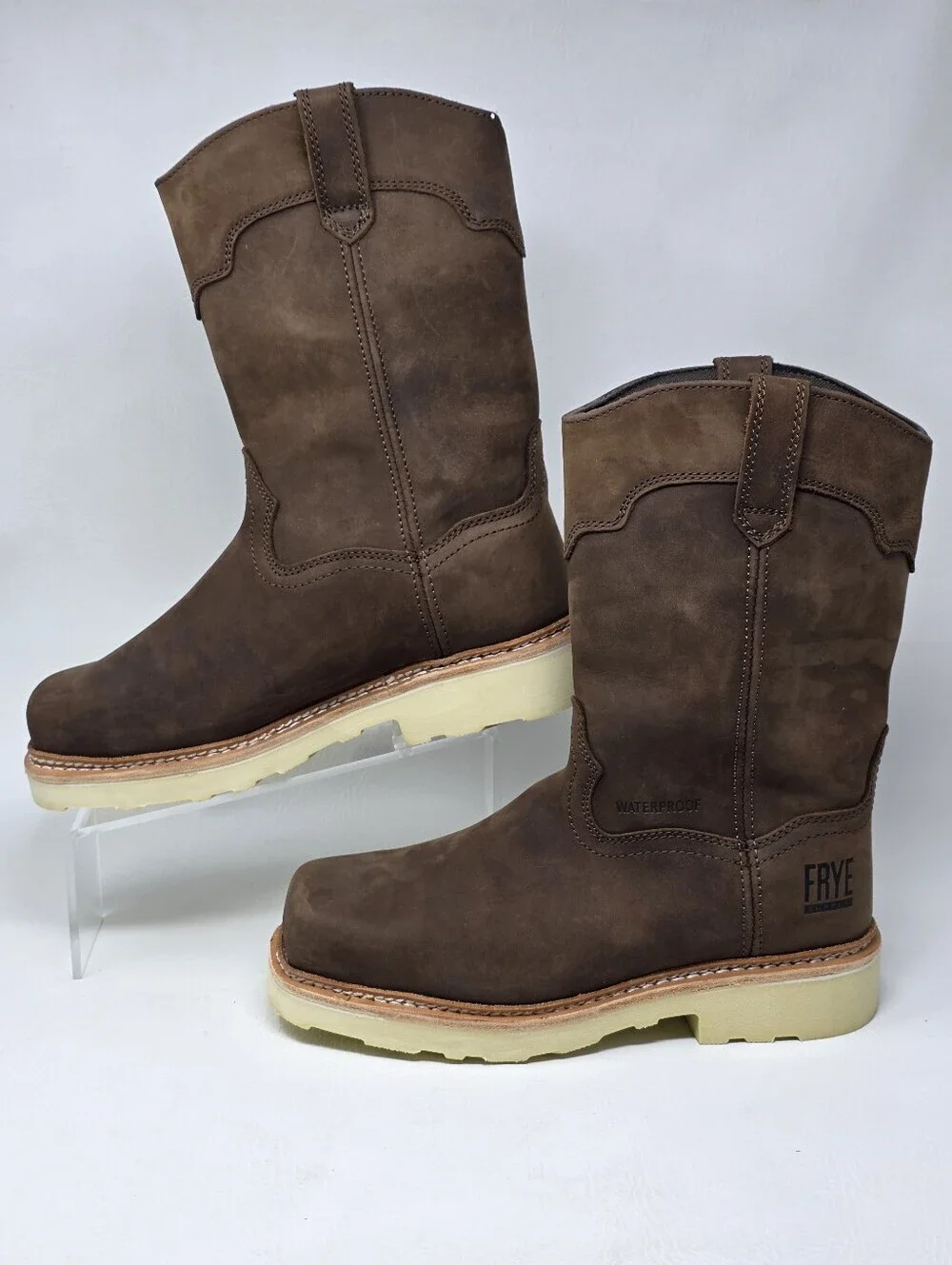 Frye Supply Steel Toe Boots FR40304 Waterproof Wellington Men's Size 8.5W Brown